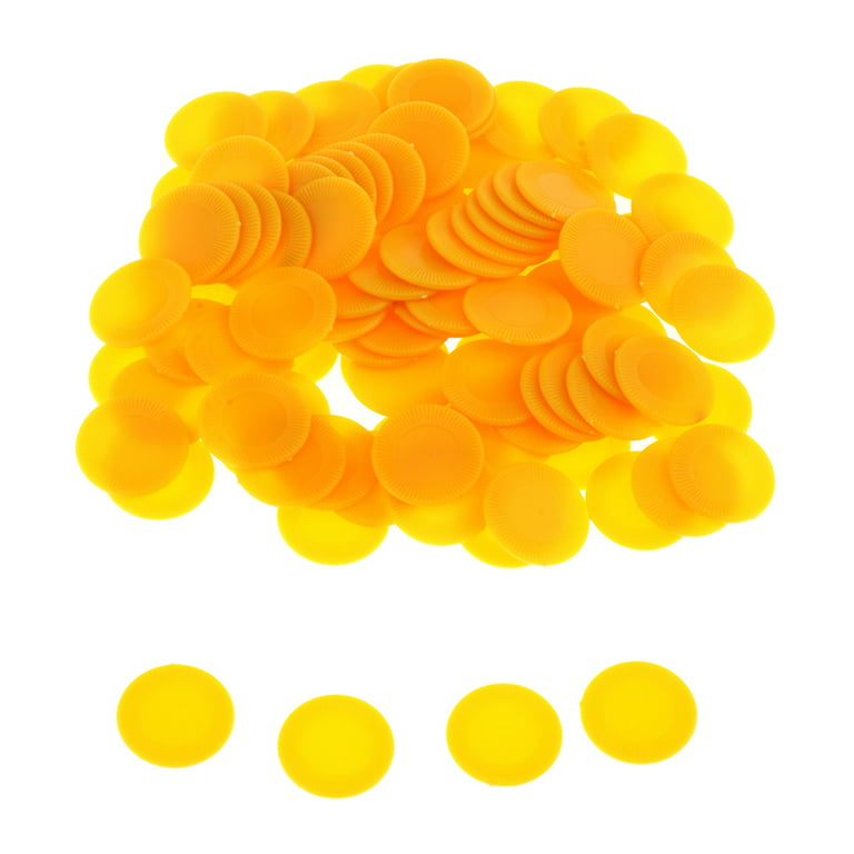 100pcs/pack ABS Plastic 23mm Bingo Game Poker Chips Casino Tokens Yellow 